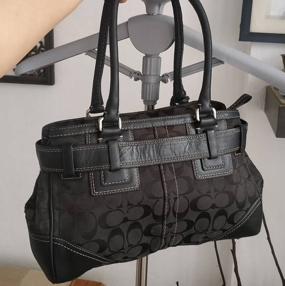 Coach Hampton Signature Black Canvas Satchel Handbag Shoulder bag - Picture 14 of 17